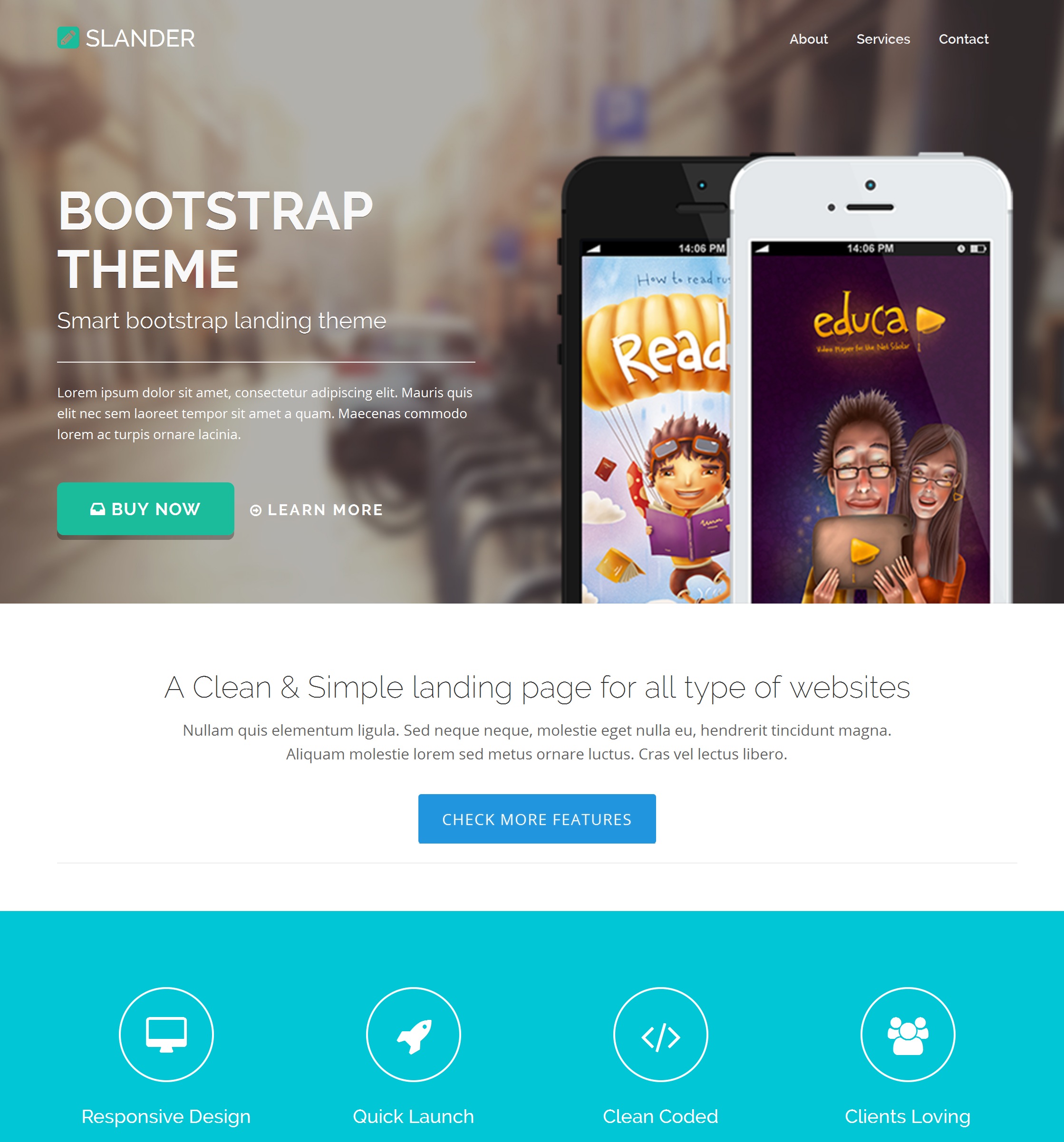 Mobile Bootstrap Single Page Theme