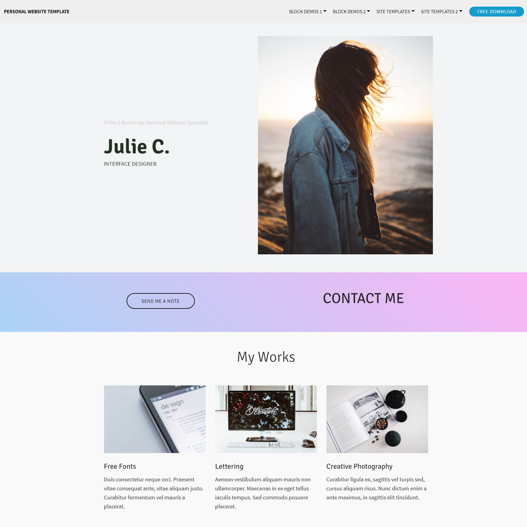 CSS3 Bootstrap Personal Website Templates